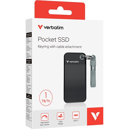 Disco Externo Mini SSD Verbatim Pocket 1TB - Cabo USB-C Cinzento Sale